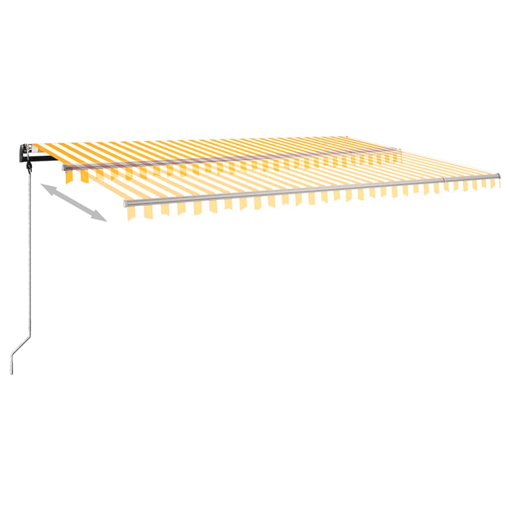 Copertină retractabilă manual cu LED, galben și alb, 500x350 cm