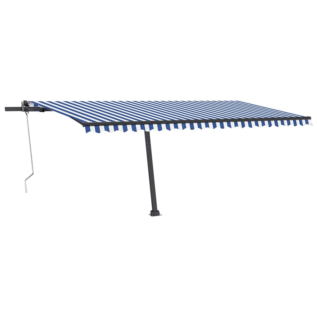 Copertină autonomă retractabilă automat albastru&alb 500x350 cm