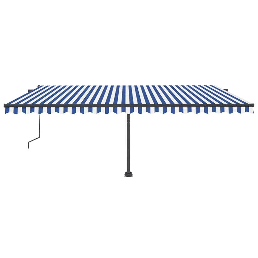 Copertină autonomă retractabilă automat albastru&alb 500x350 cm