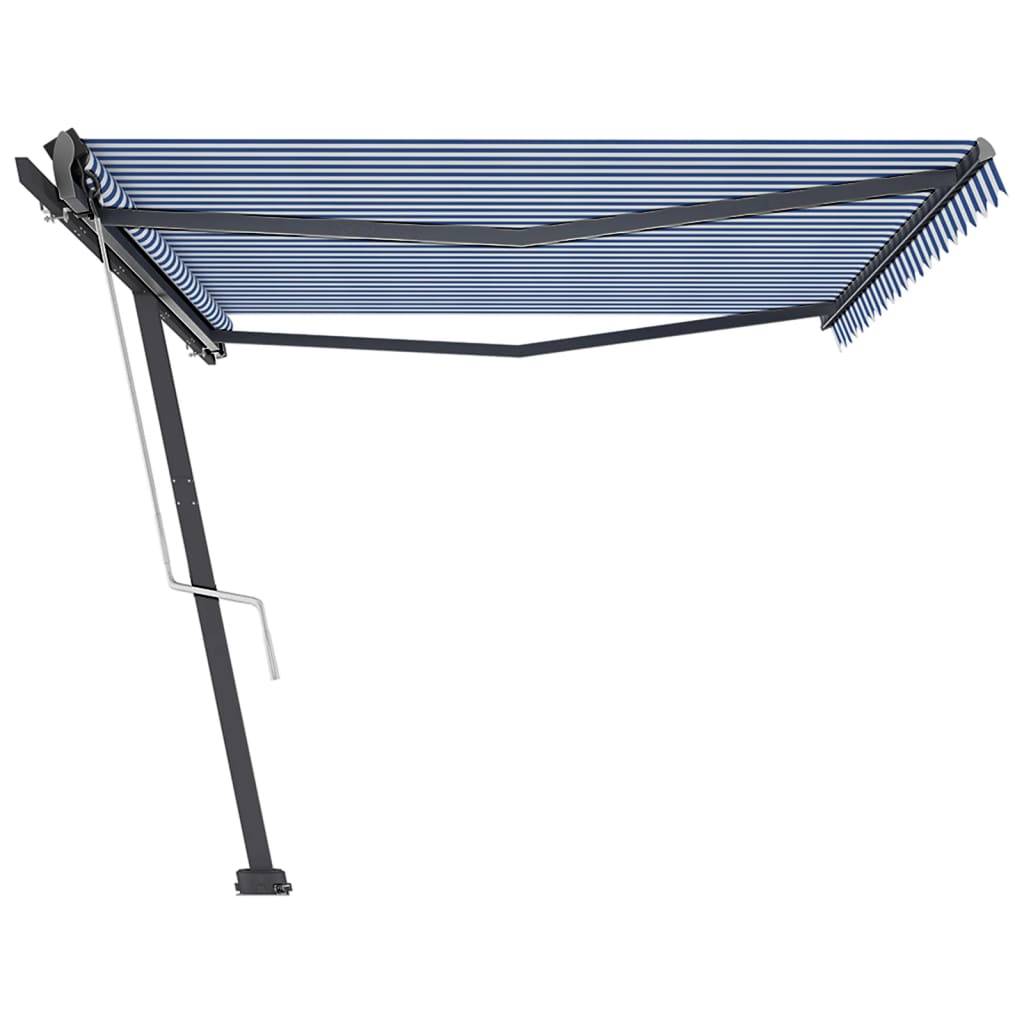 Copertină autonomă retractabilă automat albastru&alb 500x350 cm