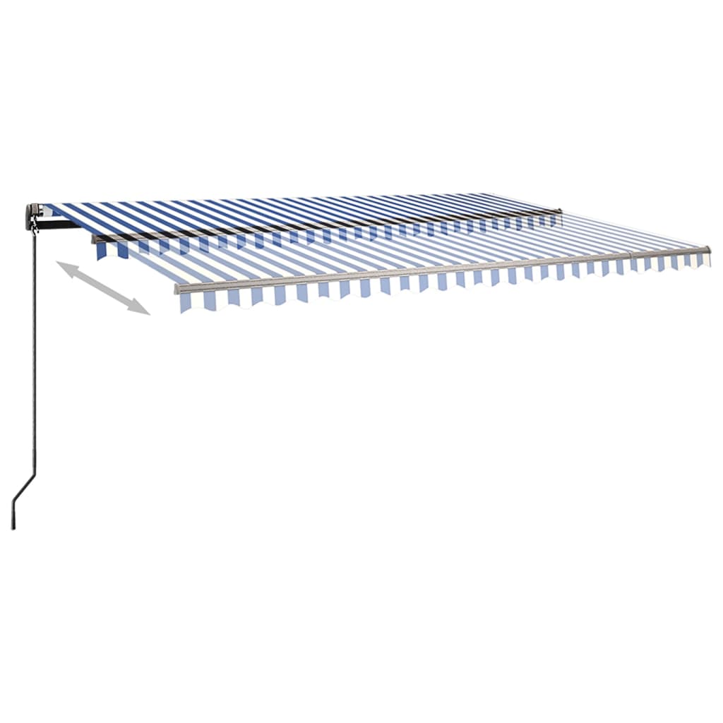Copertină autonomă retractabilă automat albastru&alb 500x350 cm
