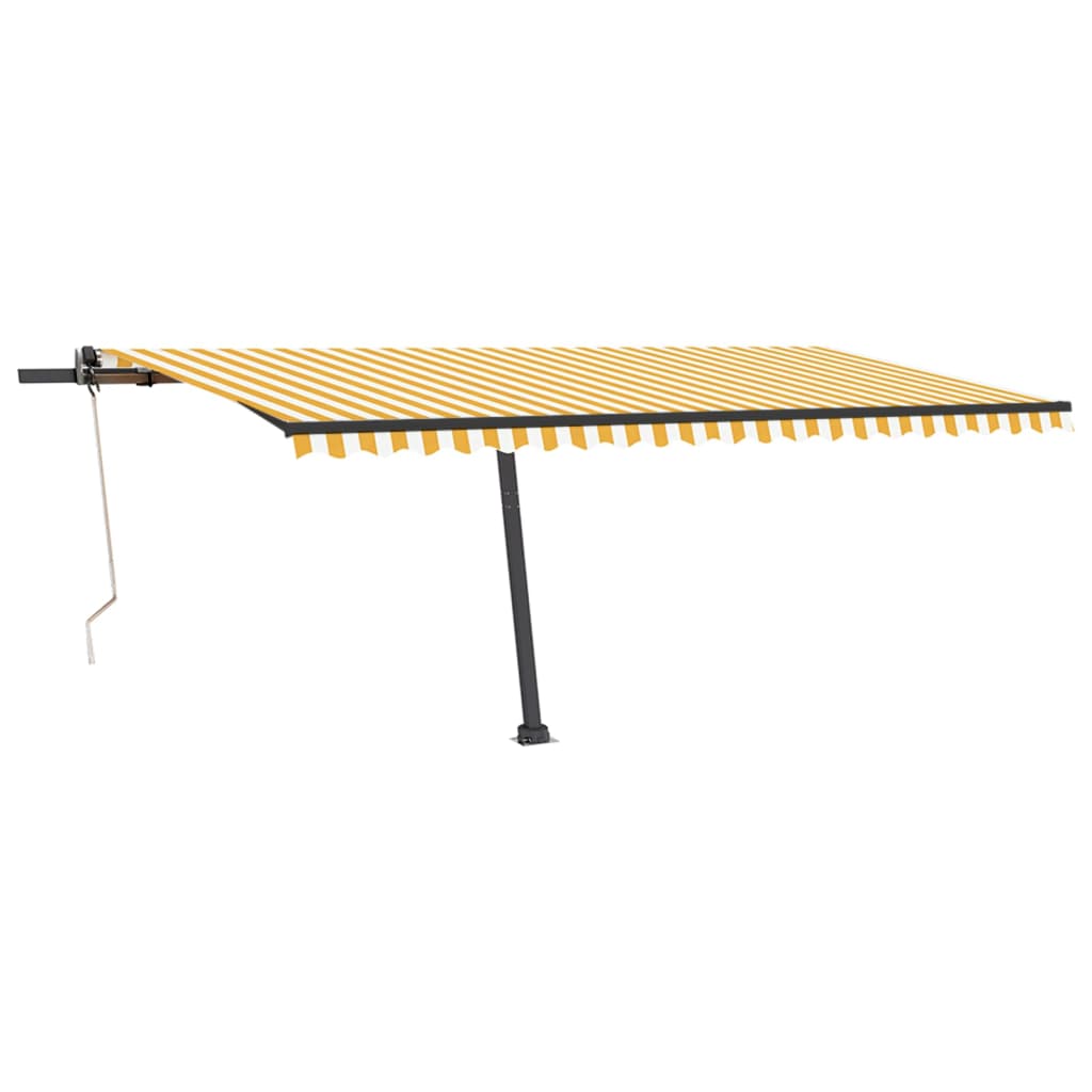 Copertină autonomă retractabilă automat galben&alb 500x350 cm