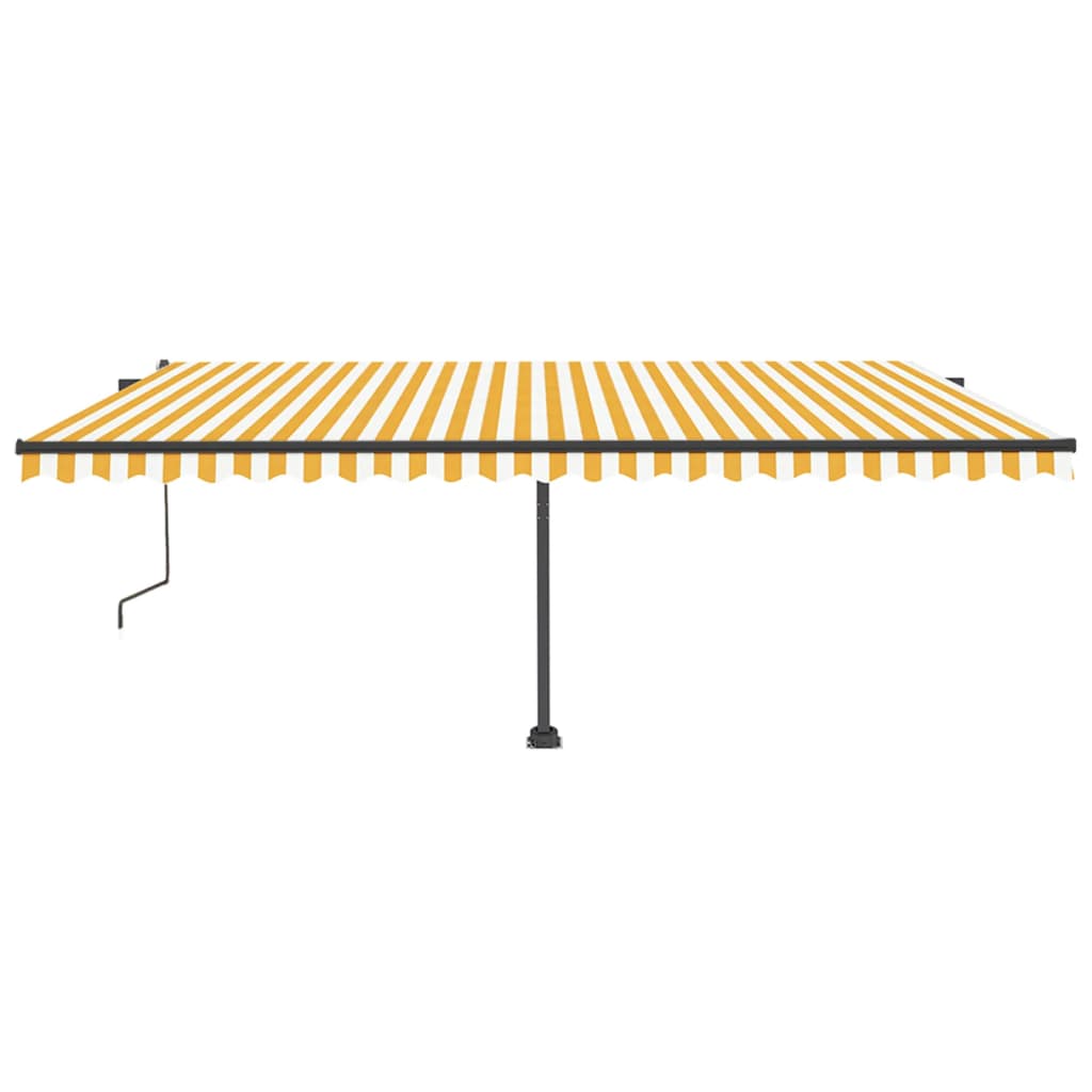 Copertină autonomă retractabilă automat galben&alb 500x350 cm