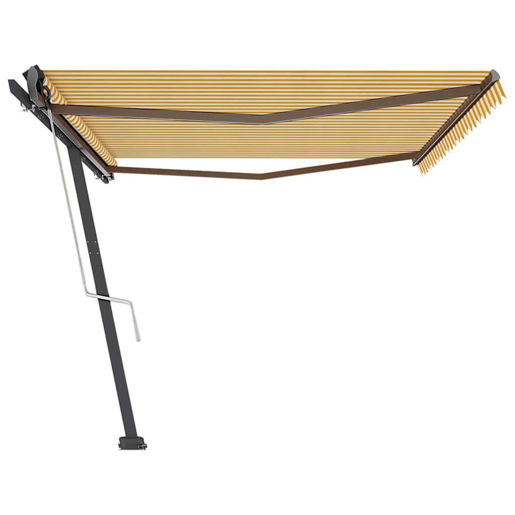 Copertină autonomă retractabilă automat galben&alb 500x350 cm