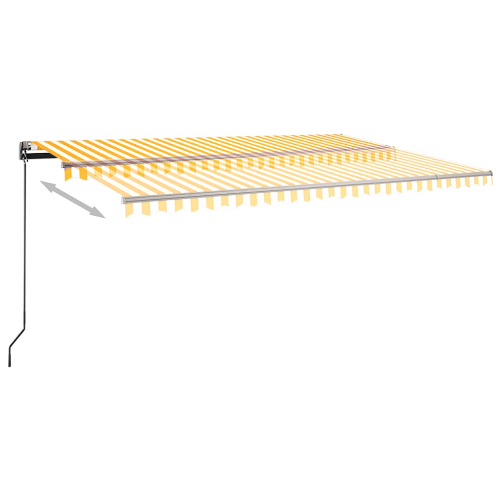 Copertină autonomă retractabilă automat galben&alb 500x350 cm
