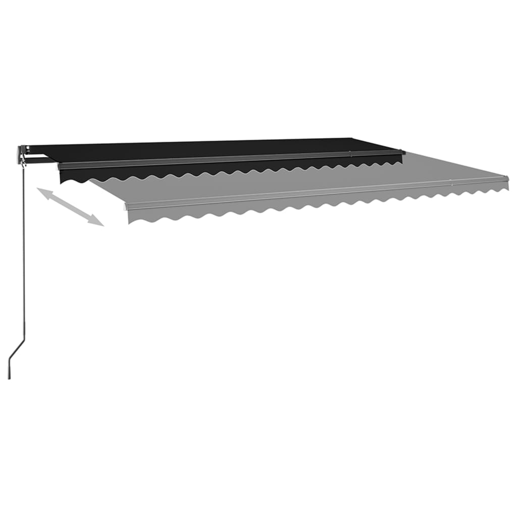 Copertină autonomă retractabilă automat, antracit, 500x350 cm