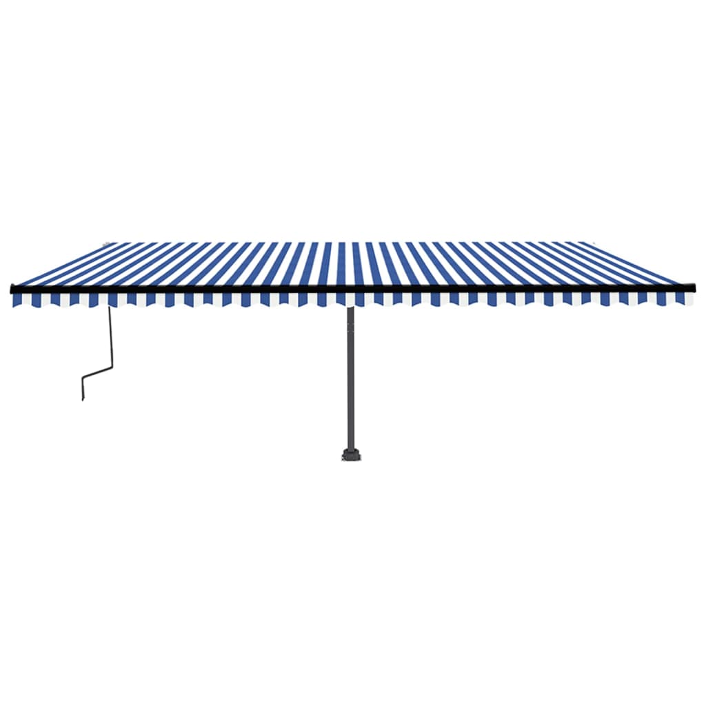 Copertină autonomă retractabilă manual albastru/alb 600x350 cm