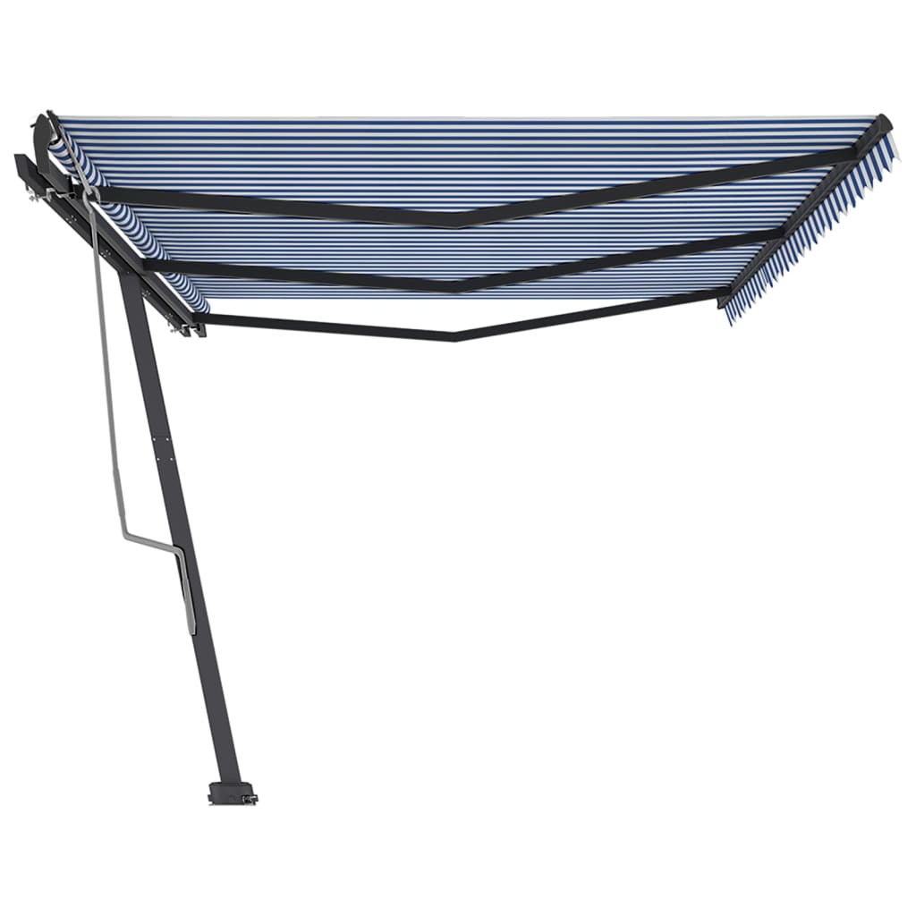 Copertină autonomă retractabilă manual albastru/alb 600x350 cm