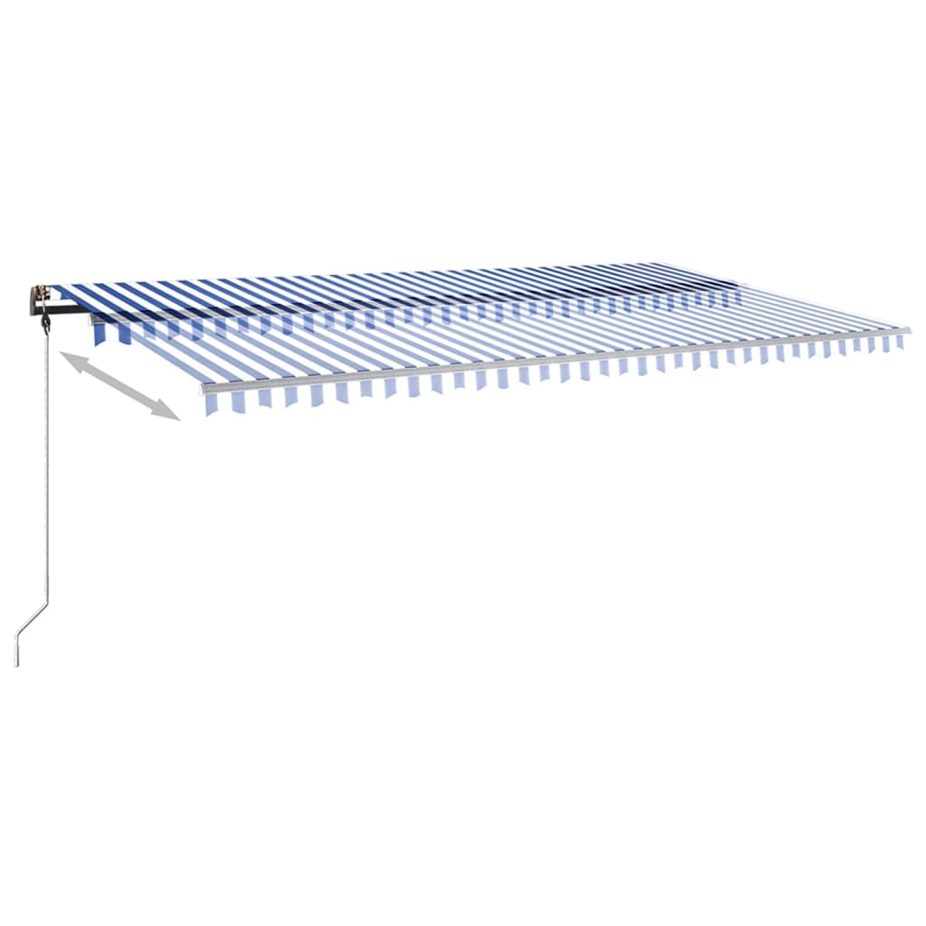 Copertină autonomă retractabilă manual albastru/alb 600x350 cm