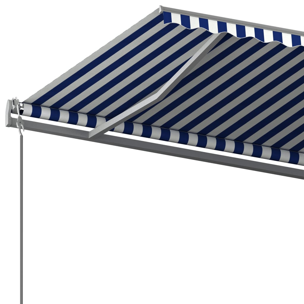 Copertină autonomă retractabilă manual albastru/alb 600x350 cm