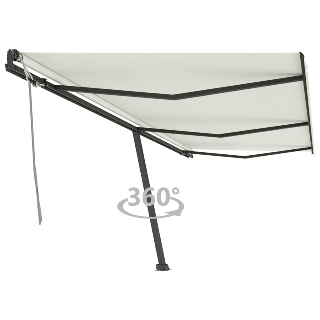 Copertină autonomă retractabilă manual, crem, 600x350 cm