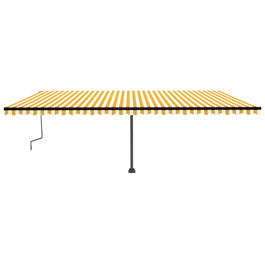 Copertină autonomă retractabilă manual, galben/alb, 600x350 cm