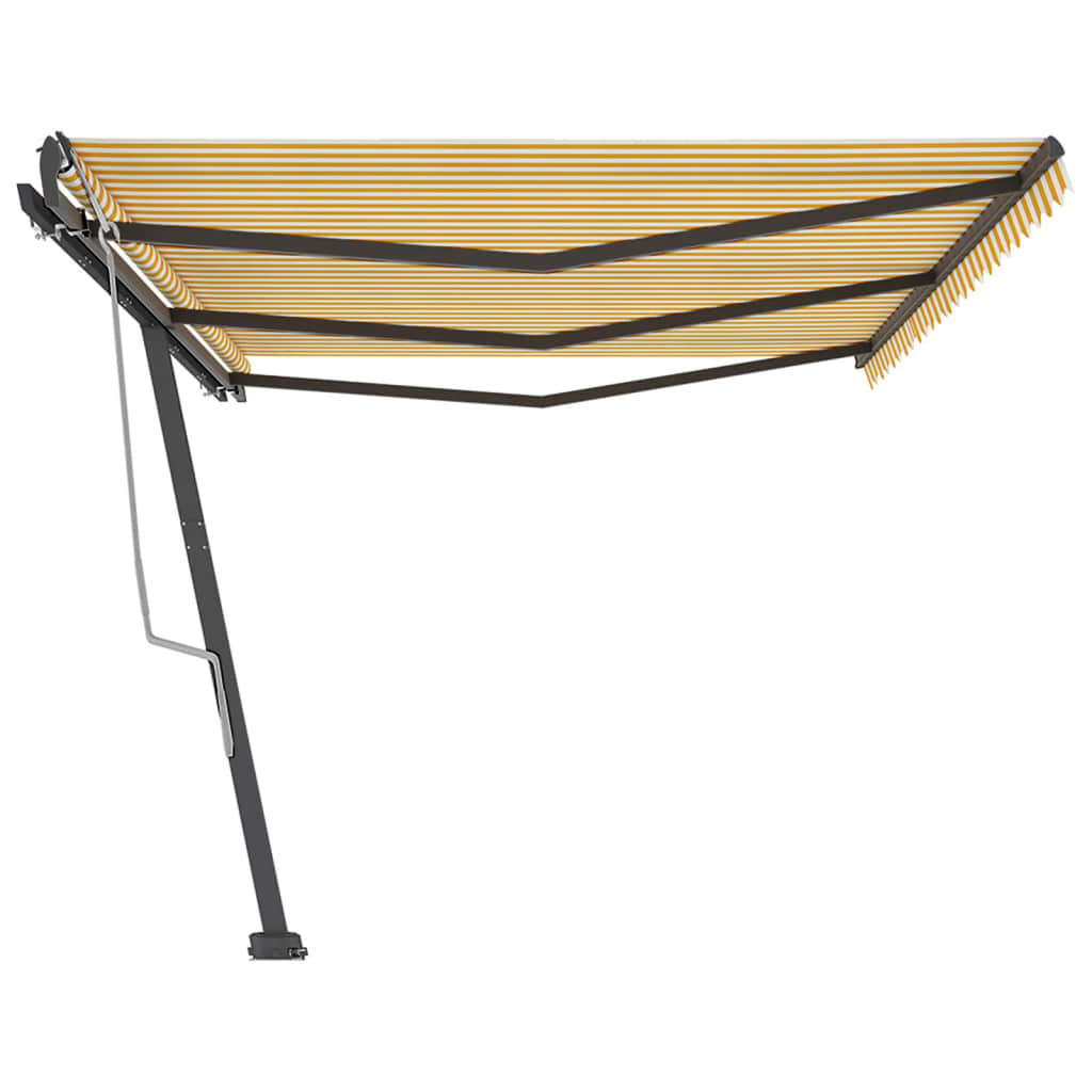 Copertină autonomă retractabilă manual, galben/alb, 600x350 cm