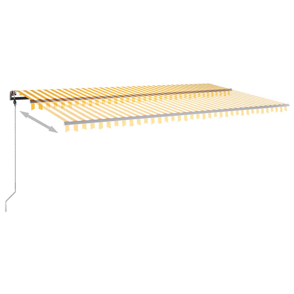 Copertină autonomă retractabilă manual, galben/alb, 600x350 cm