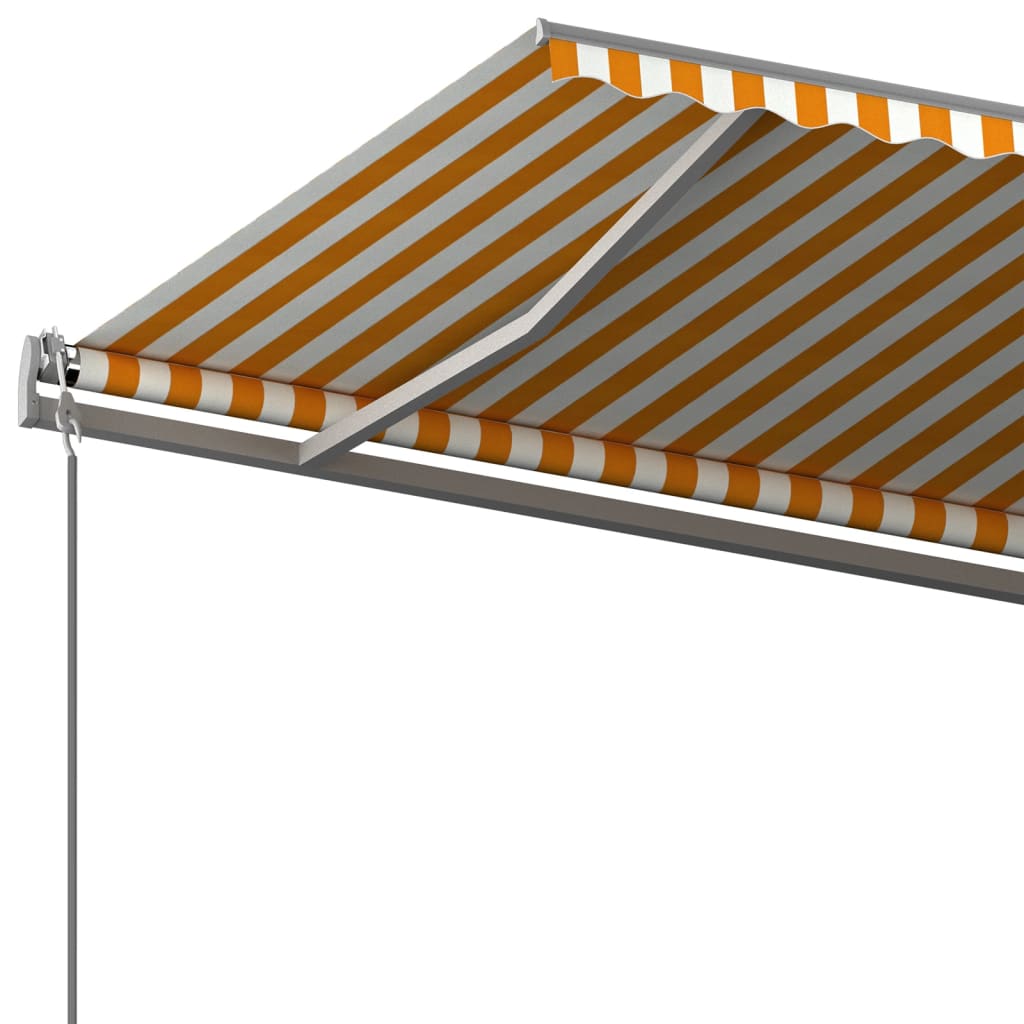 Copertină autonomă retractabilă manual, galben/alb, 600x350 cm