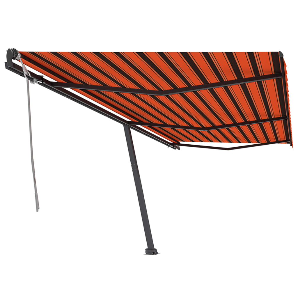 Copertină autonomă retractabilă manual, oranj/maro, 600x350 cm