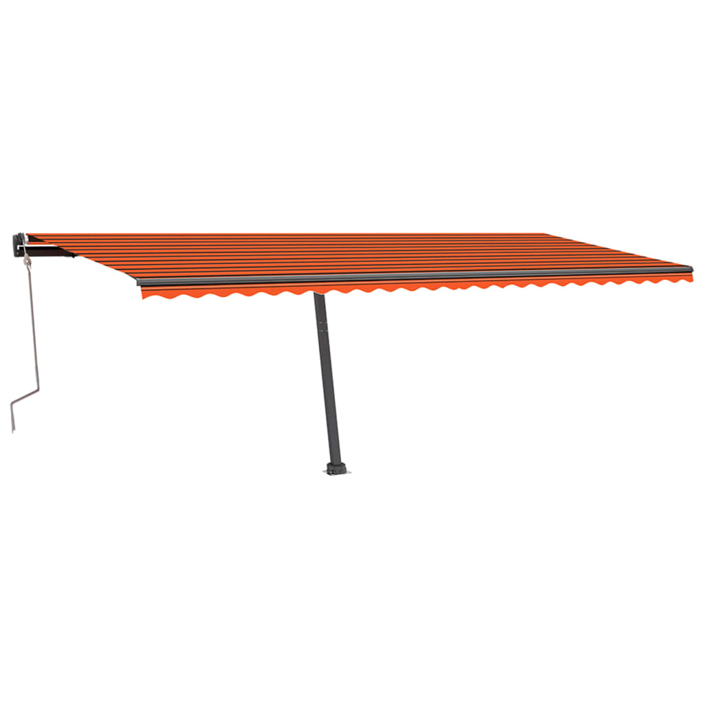 Copertină autonomă retractabilă manual, oranj/maro, 600x350 cm