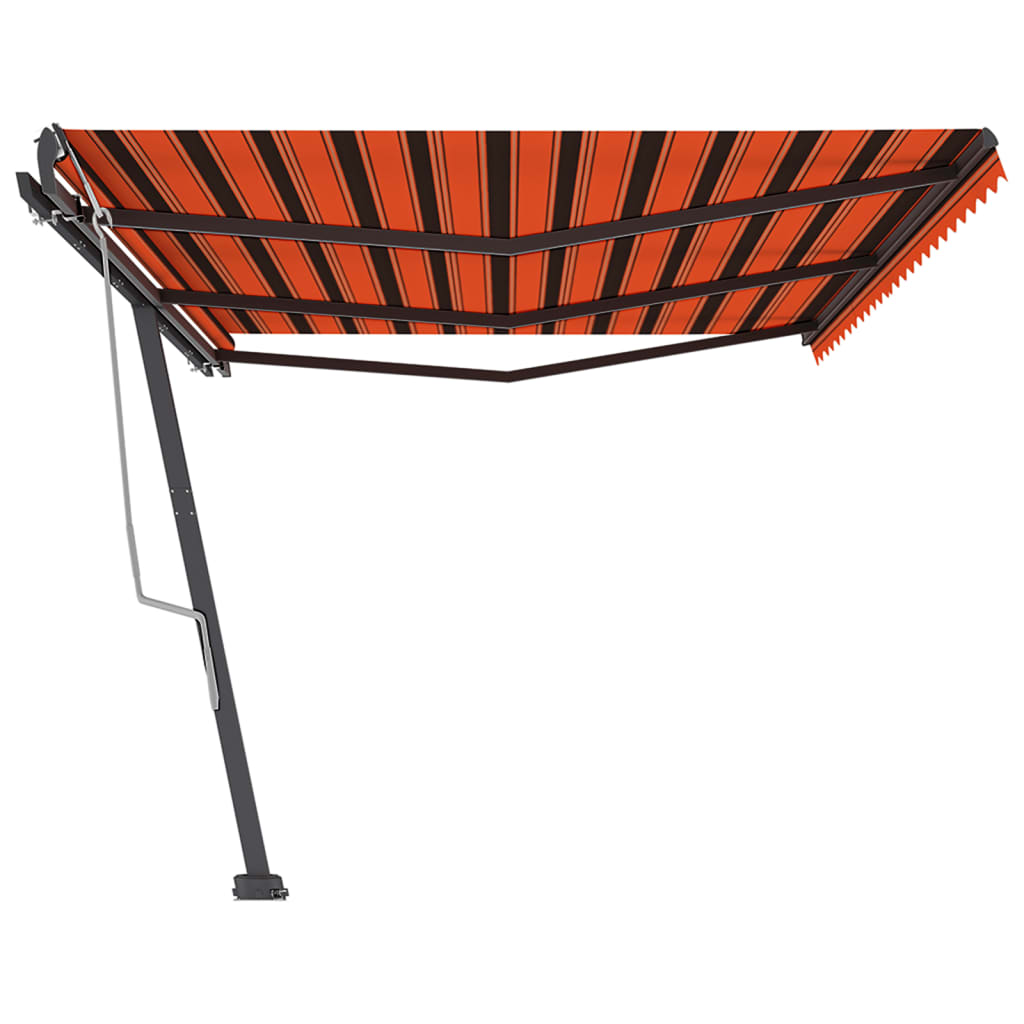 Copertină autonomă retractabilă manual, oranj/maro, 600x350 cm