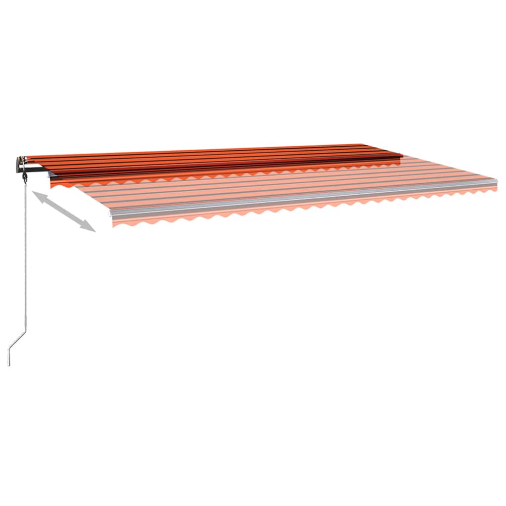 Copertină autonomă retractabilă manual, oranj/maro, 600x350 cm
