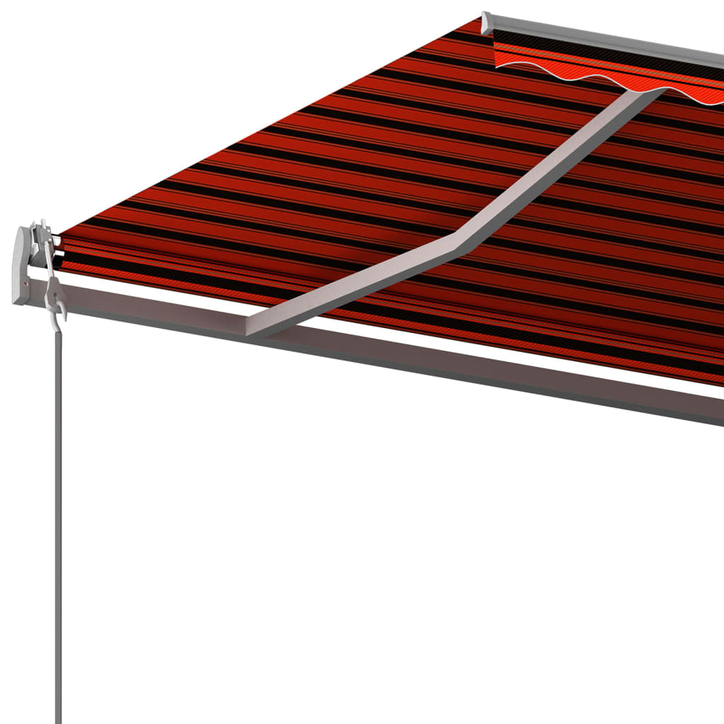 Copertină autonomă retractabilă manual, oranj/maro, 600x350 cm