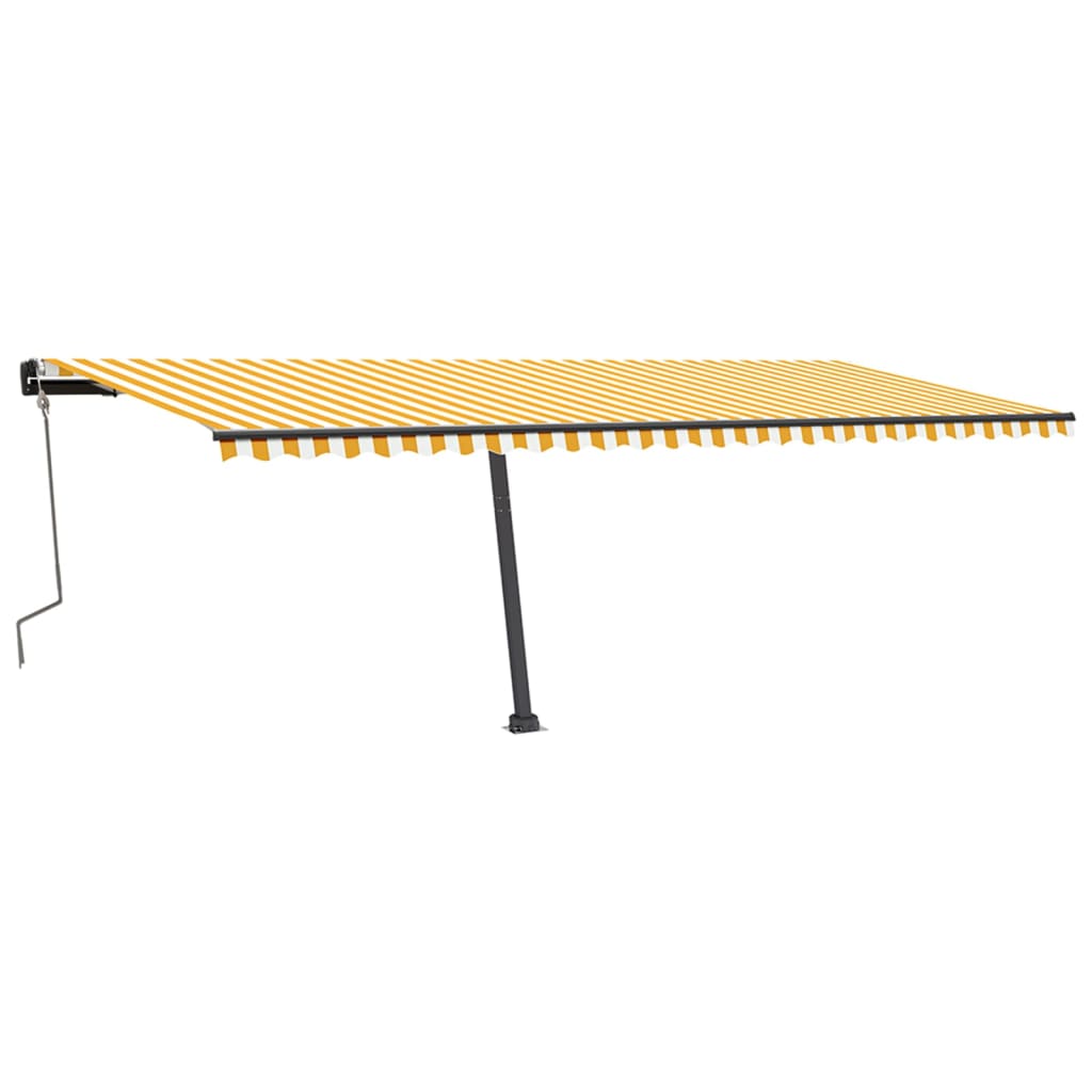 Copertină retractabilă manual cu LED, galben și alb, 600x350 cm