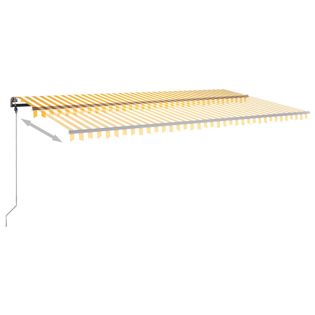 Copertină retractabilă manual cu LED, galben și alb, 600x350 cm