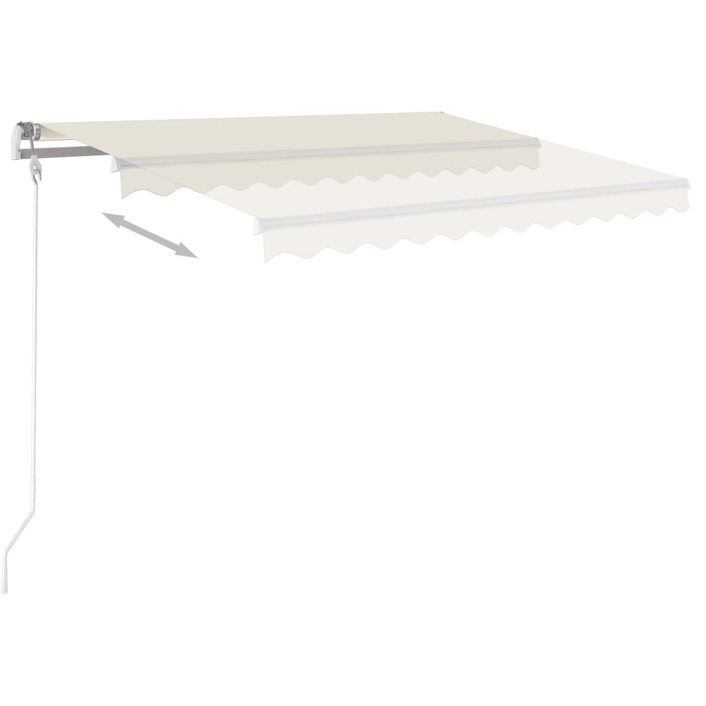 Copertină retractabilă manual cu stâlpi, crem, 3x2,5 m