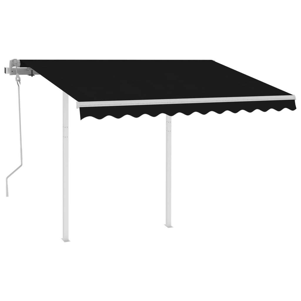 Copertină retractabilă manual cu stâlpi, antracit, 3x2,5 m