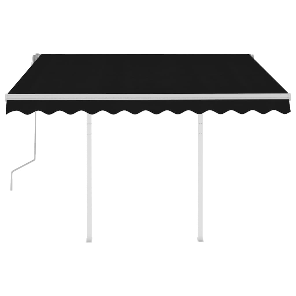 Copertină retractabilă manual cu stâlpi, antracit, 3x2,5 m