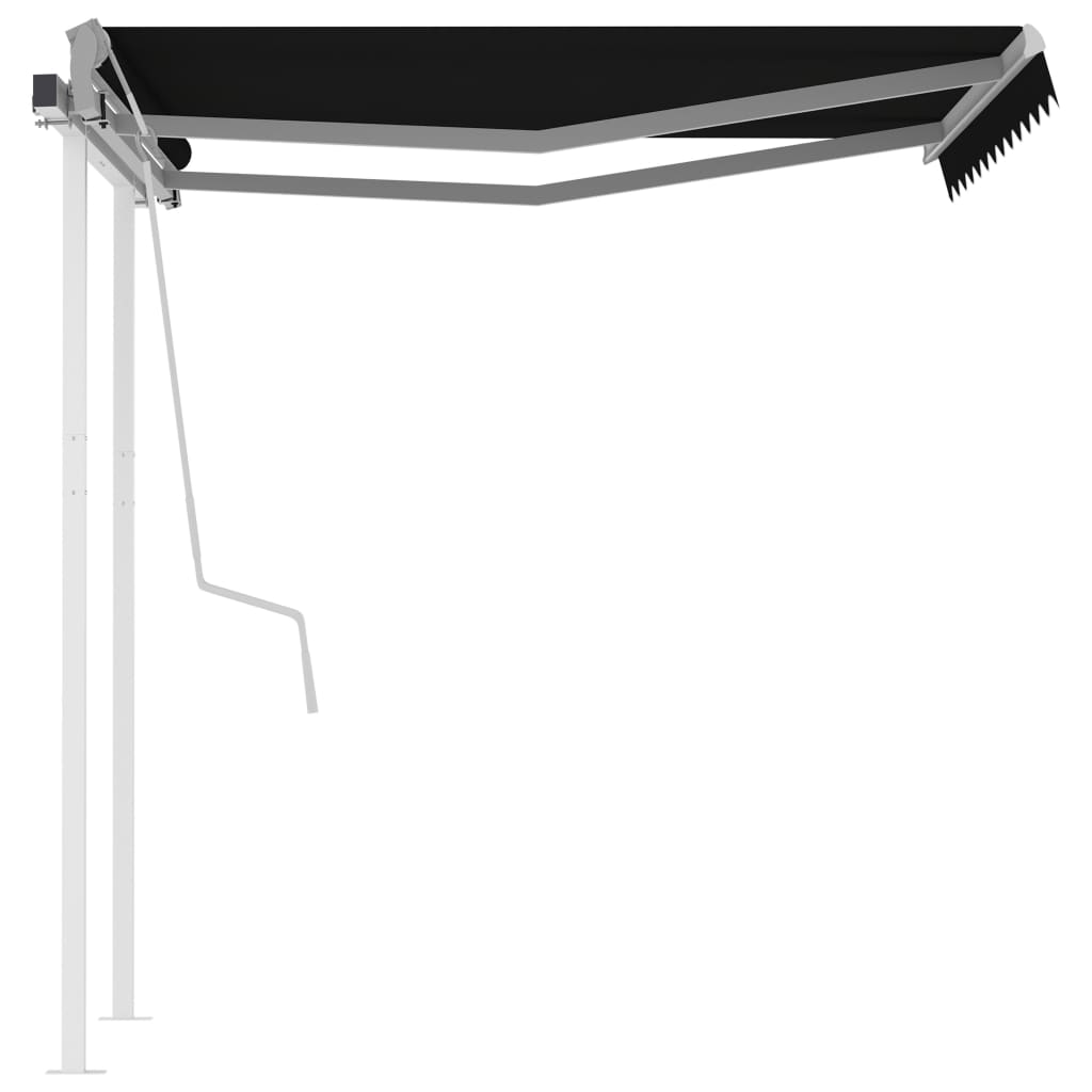 Copertină retractabilă manual cu stâlpi, antracit, 3x2,5 m