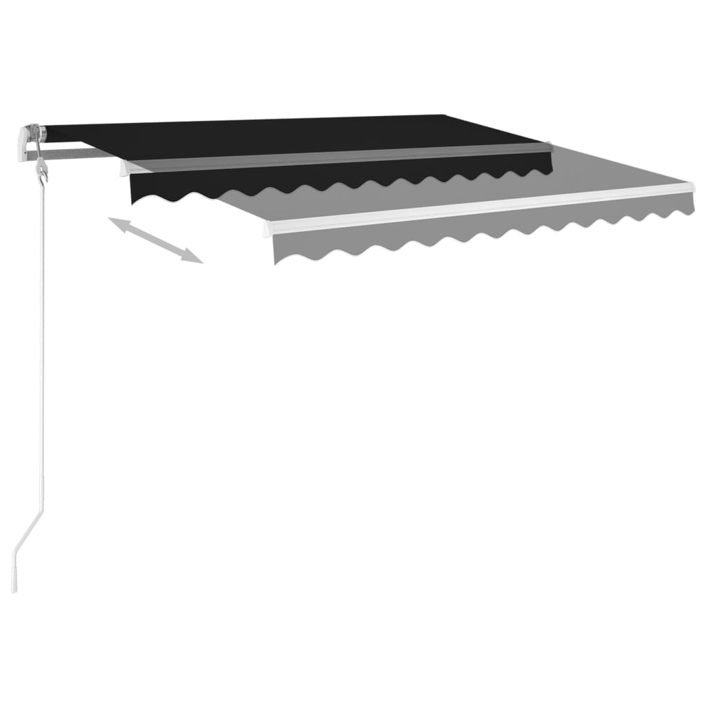 Copertină retractabilă manual cu stâlpi, antracit, 3x2,5 m