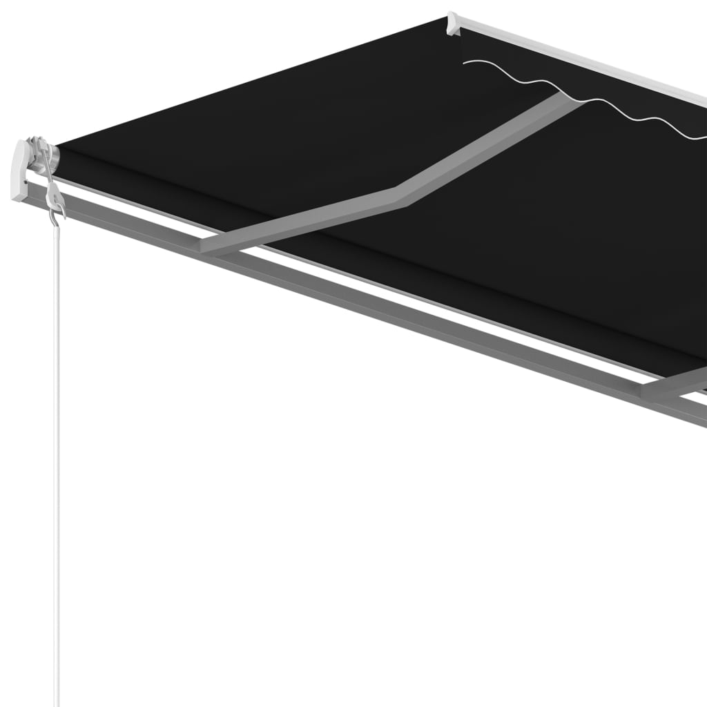 Copertină retractabilă manual cu stâlpi, antracit, 3x2,5 m