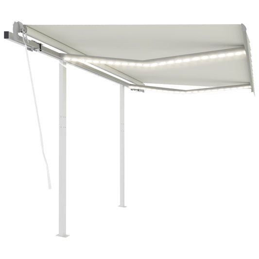 Copertină automată cu senzor vânt & LED, crem, 3x2,5 m