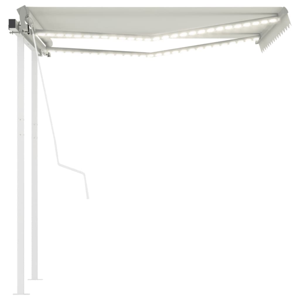 Copertină automată cu senzor vânt & LED, crem, 3,5x2,5 m