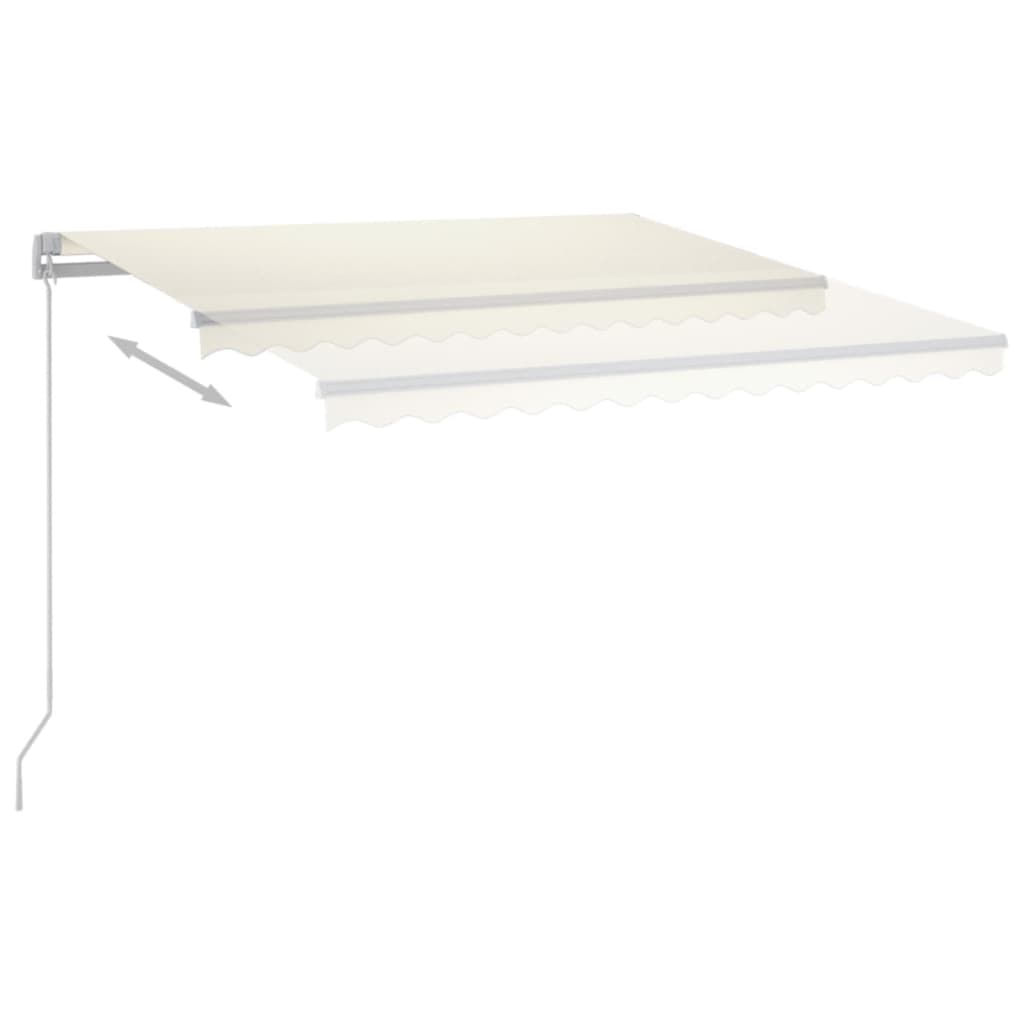 Copertină automată cu senzor vânt & LED, crem, 3,5x2,5 m