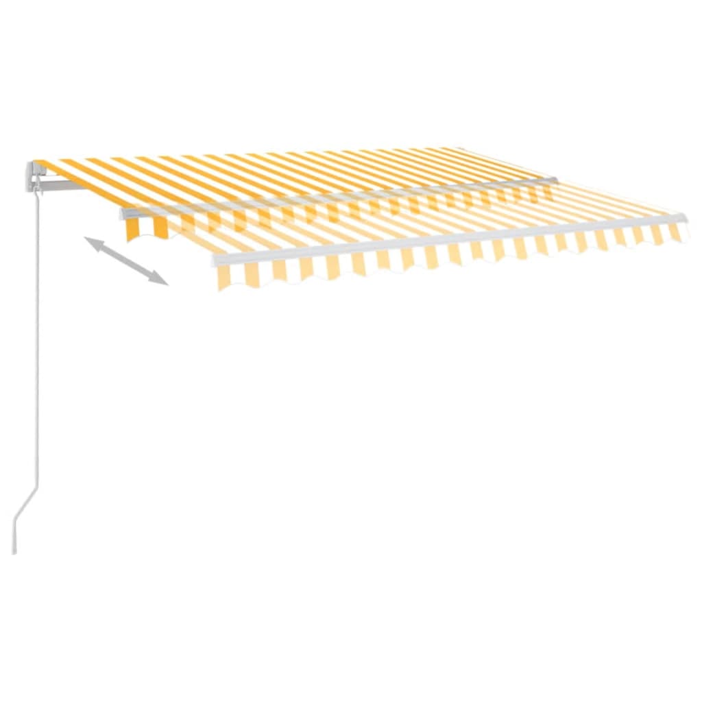 Copertină automată cu senzor vânt & LED, galben/alb, 3,5x2,5 m