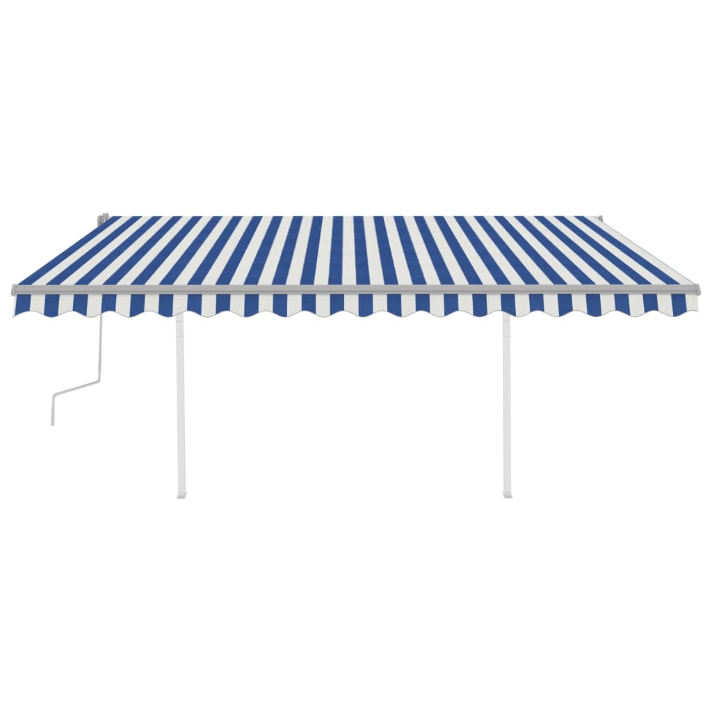 Copertină retractabilă manual, cu LED, albastru și alb, 4x3 m