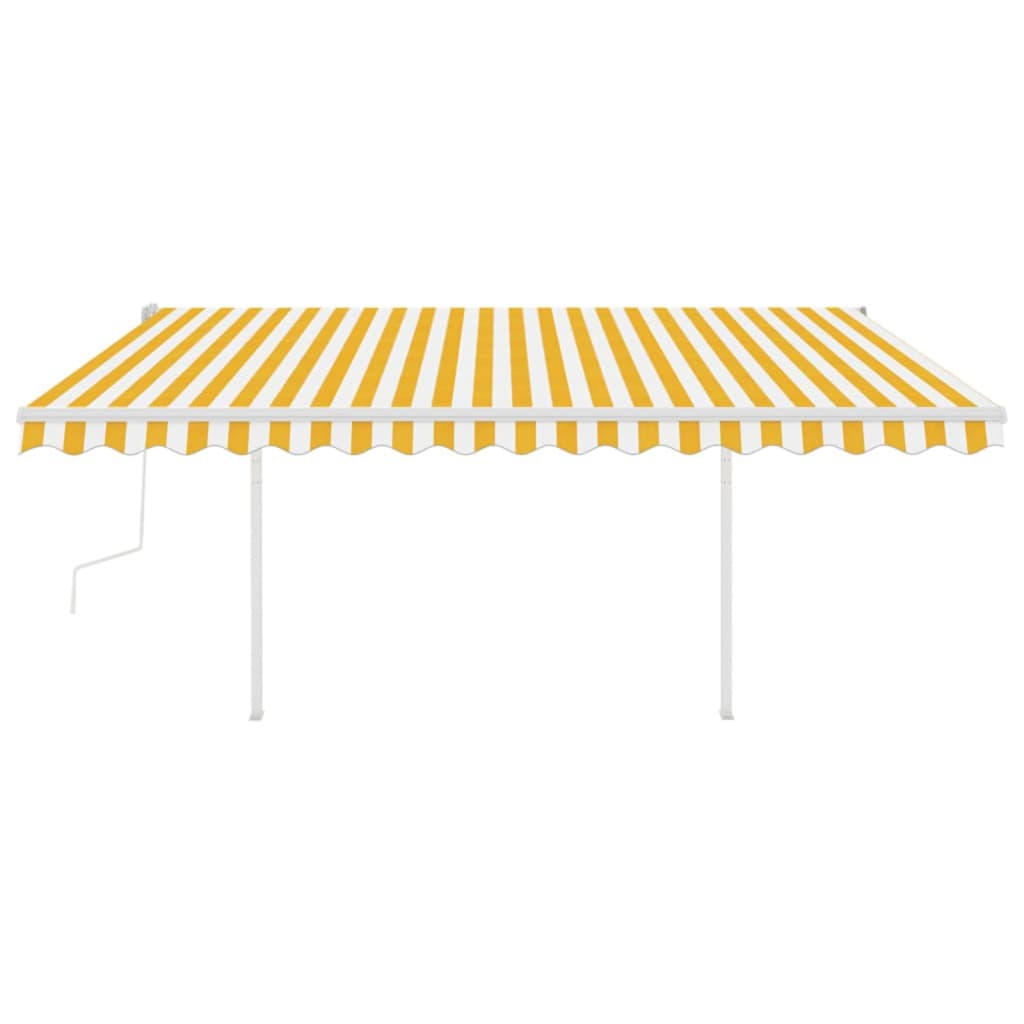 Copertină retractabilă manual, cu LED, galben și alb, 4x3 m