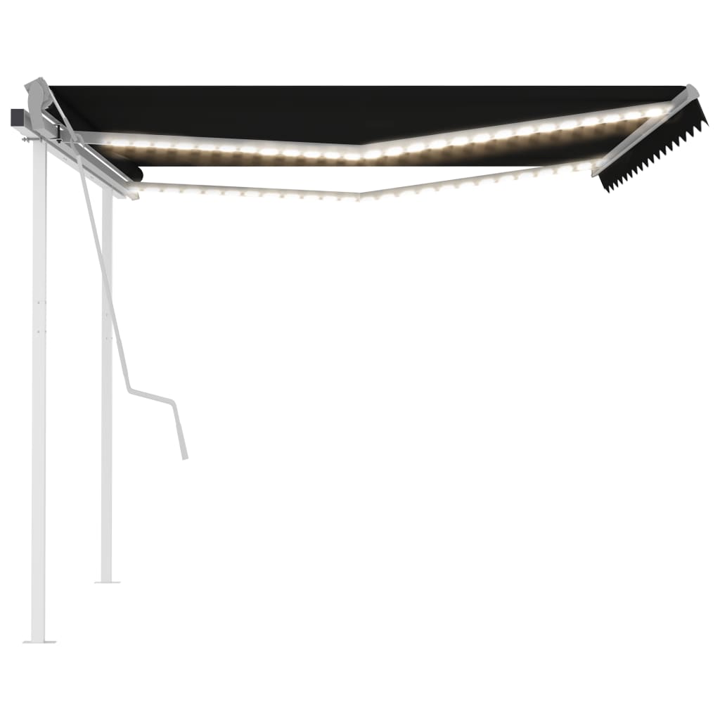Copertină retractabilă manual, cu LED, antracit, 4x3 m