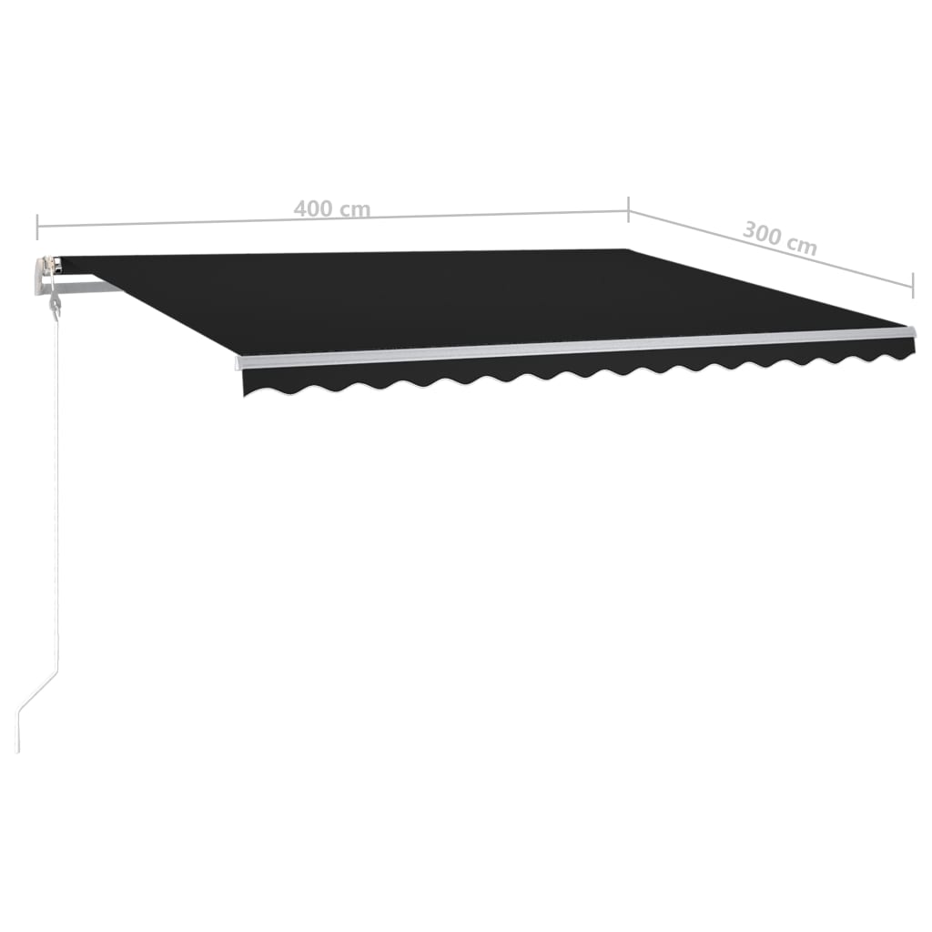 Copertină retractabilă manual, cu LED, antracit, 4x3 m