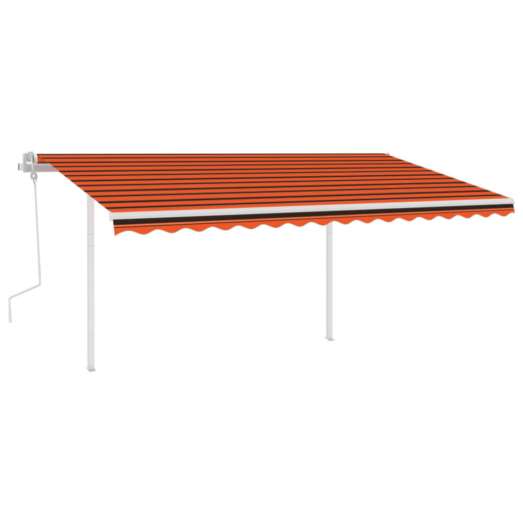 Copertină retractabilă manual cu LED, portocaliu și maro, 4x3 m