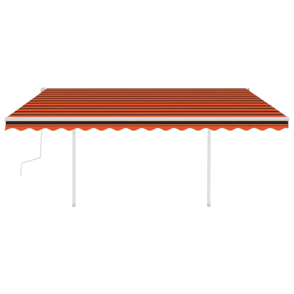 Copertină retractabilă manual cu LED, portocaliu și maro, 4x3 m