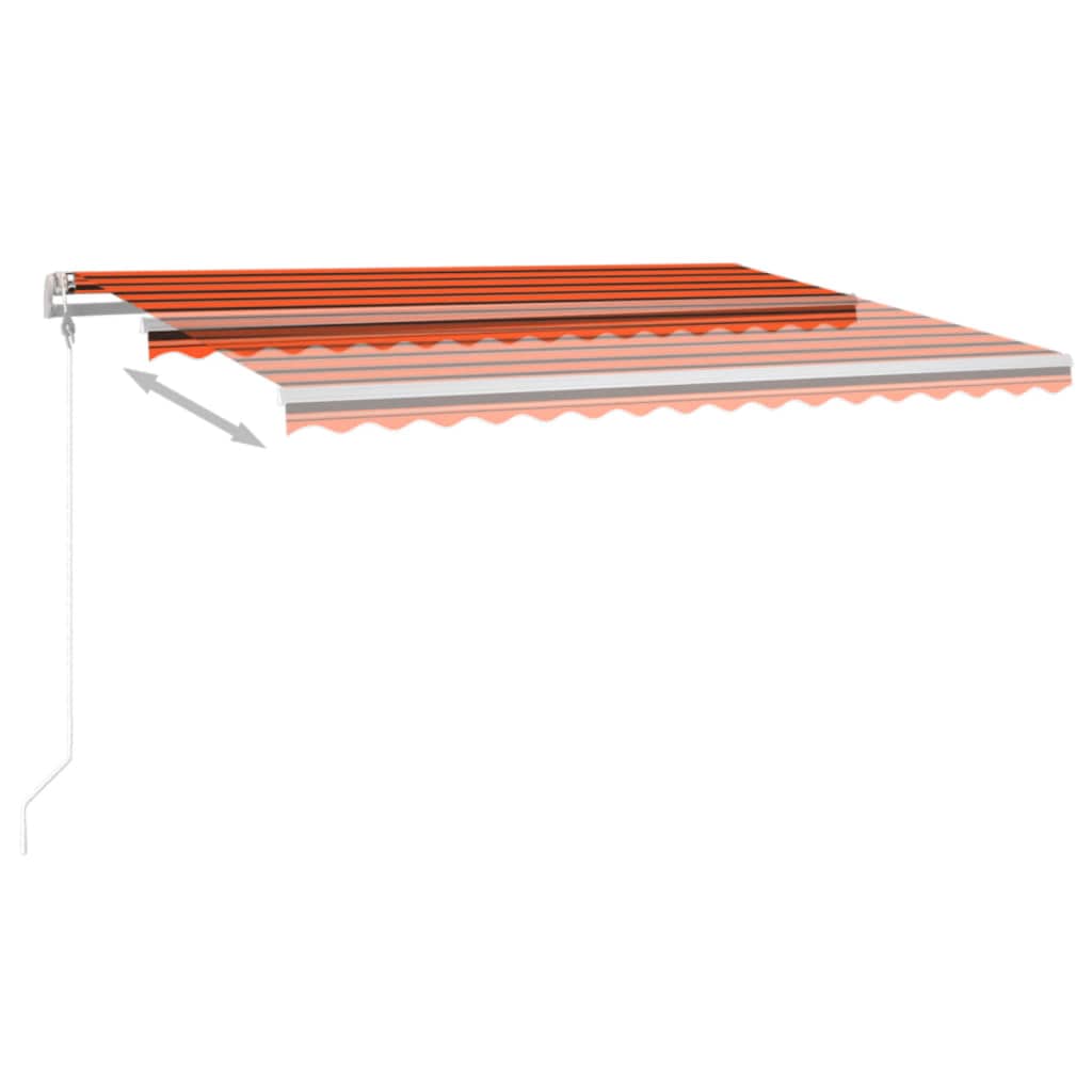 Copertină retractabilă manual cu LED, portocaliu și maro, 4x3 m