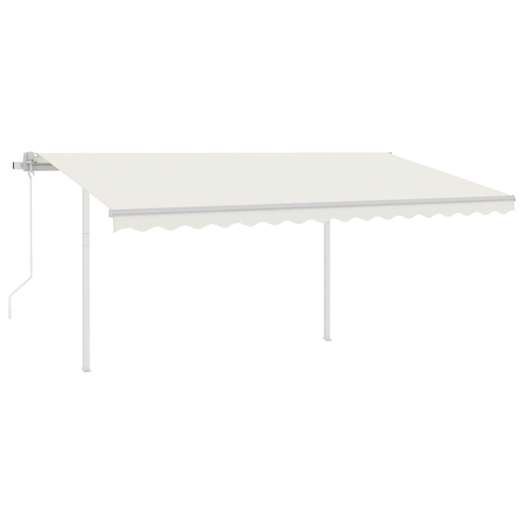 Copertină retractabilă automat, cu stâlpi, crem, 4x3 m