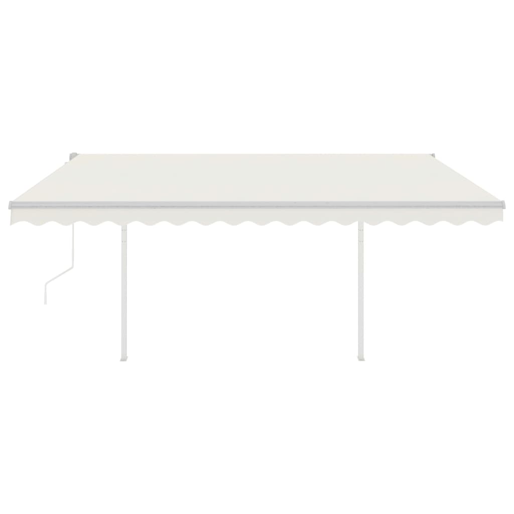 Copertină retractabilă automat, cu stâlpi, crem, 4x3 m