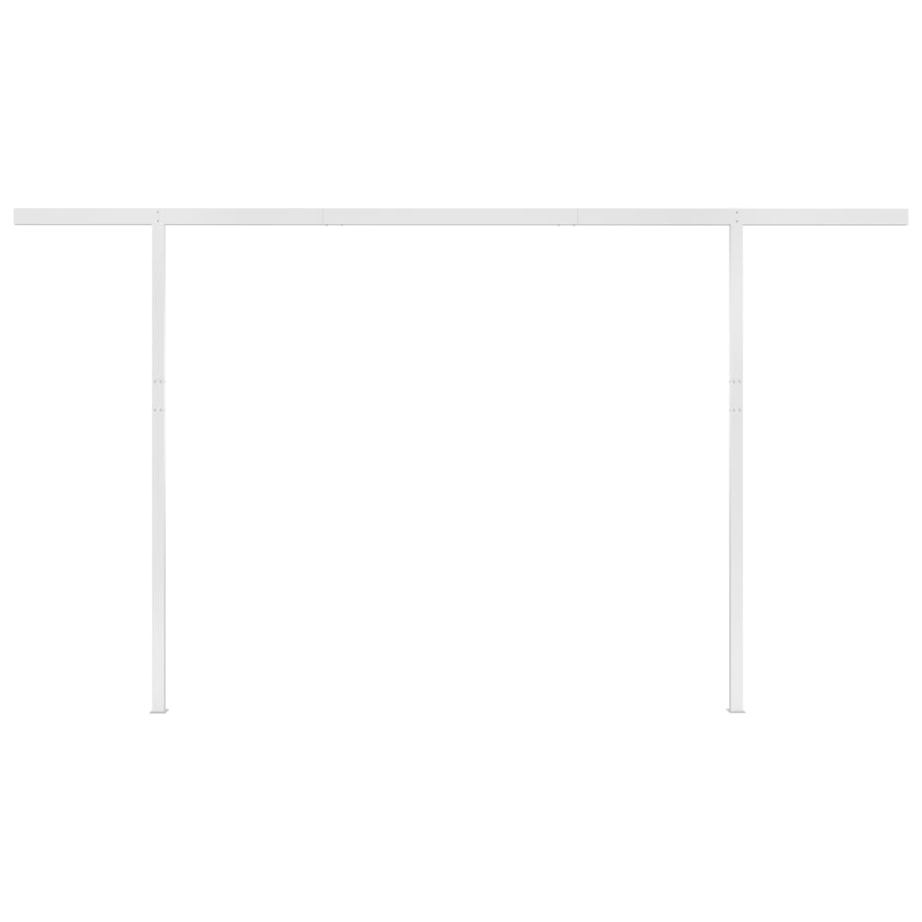 Copertină retractabilă automat, cu stâlpi, galben&alb, 4x3 m