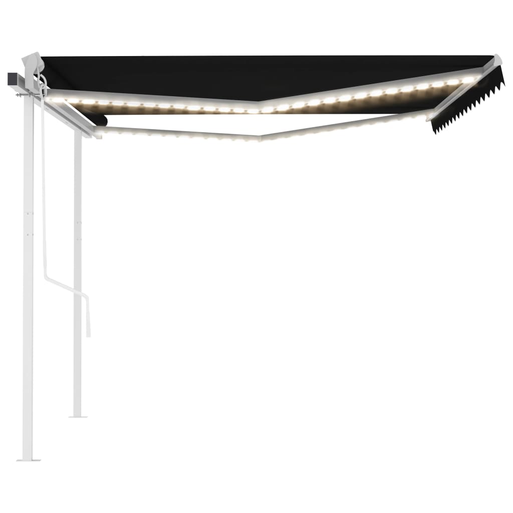 Copertină automată cu senzor vânt&LED, antracit, 4x3 m
