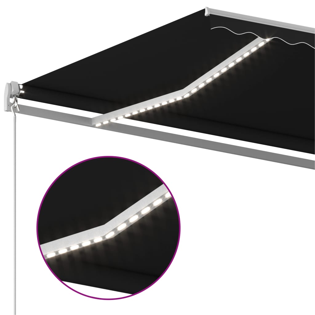 Copertină automată cu senzor vânt&LED, antracit, 4x3 m