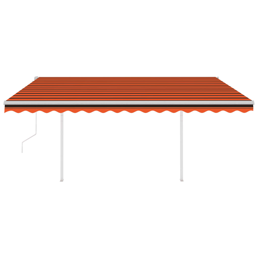 Copertină automată cu senzor vânt&LED, portocaliu&maro, 4x3 m