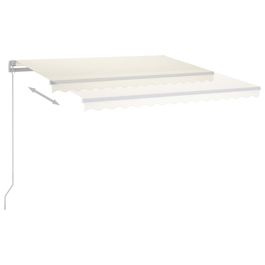 Copertină automată cu senzor vânt & LED, crem, 4,5x3 m